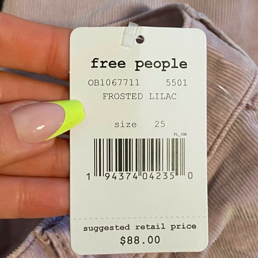 NWT Free People $88 We The Free Women Jeans 25 Sun Chaser Cord Skinny Lilac - Picture 9 of 9